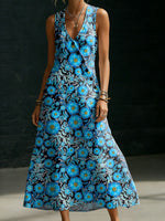 Women's Flowers Casual Print Button-up Maxi Dress