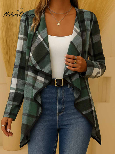 Women's Plaid Print Long Sleeve Casual Loose Cardigan