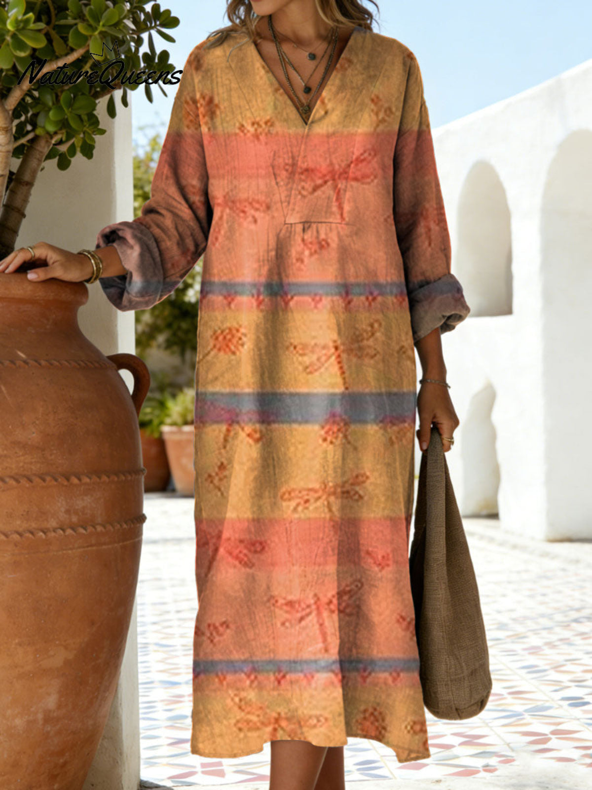 Women's Floral Pattern Art Print Casual Cotton Dress