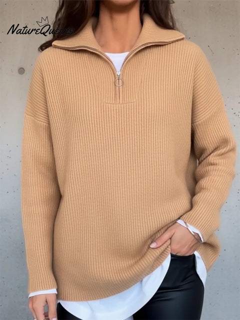 Women's Cozy Zipper Collar Sweater Pullover