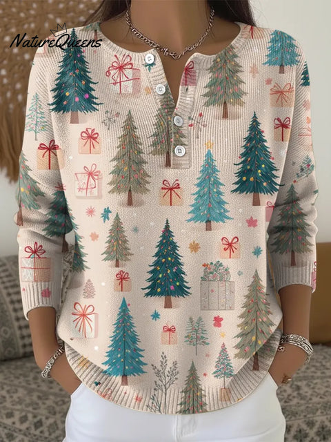 Women's Christmas Tree Casual Printed Sweater