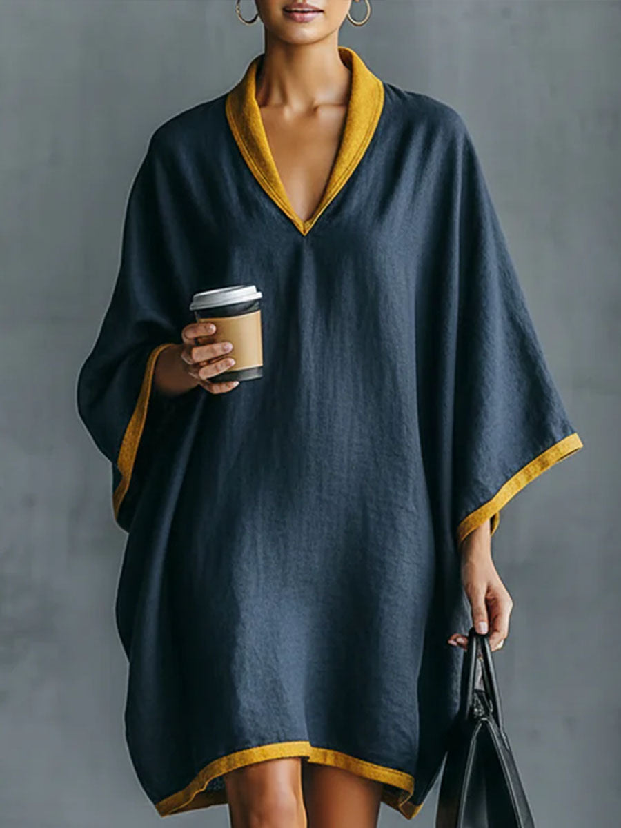 Women's Color-block Casual V-neck Dress