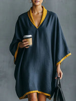 Women's Color-block Casual V-neck Dress