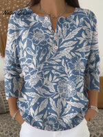 Women's Vintage Flower Art Print Buttoned Cardigan Sweater