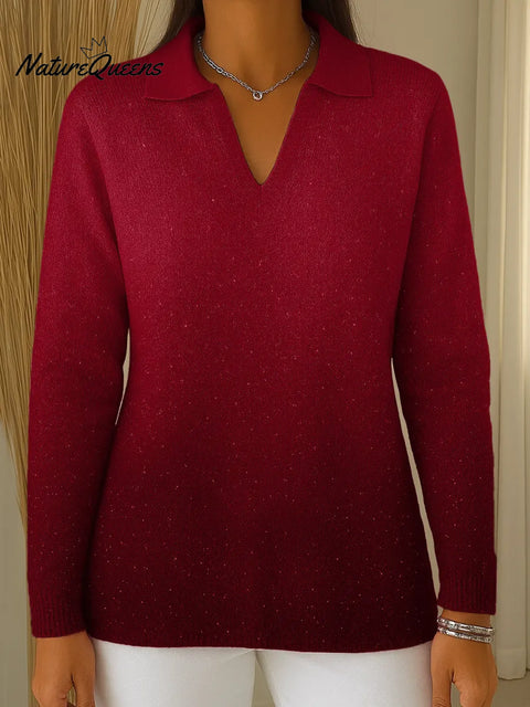 Women's Gradient Print V-Neck Long Sleeve Casual Loose Sequined Top