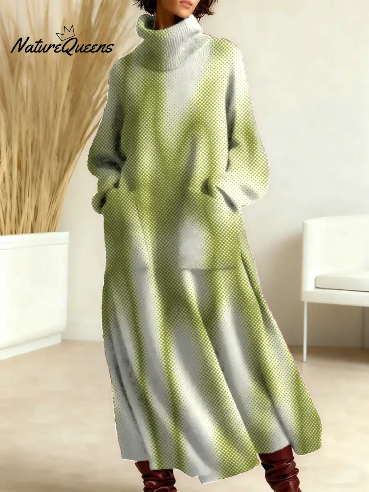 Women's Abstract Pattern Art Print Casual Cotton Knitted Dress