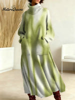 Women's Abstract Pattern Art Print Casual Cotton Knitted Dress