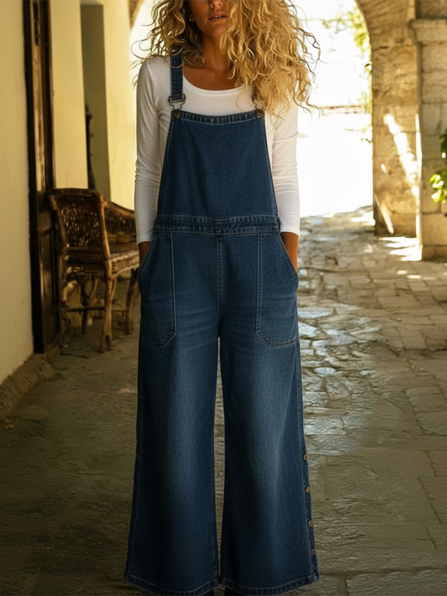 Women's Casual Denim Overalls Jumpsuit