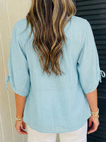 Women's Solid-color Crew Neck Short-sleeve Casual Loose Cotton-linen Top