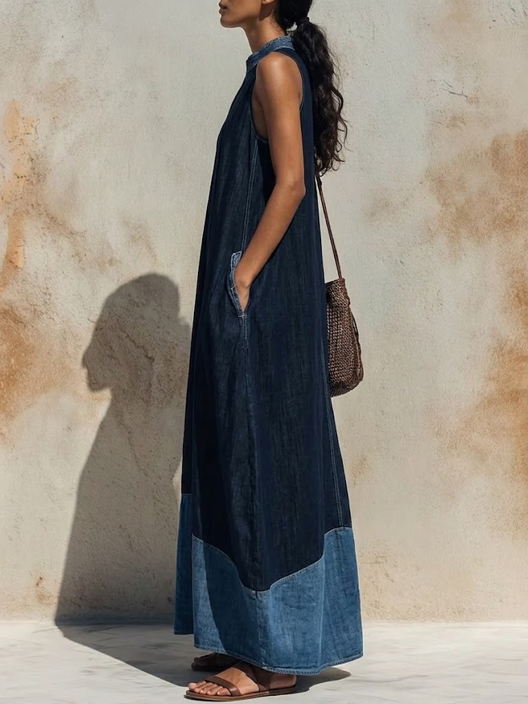 Women's Patchwork Denim Dress
