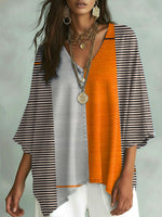 Women's Vintage Geometry Art Print V-neck Loose Shirt