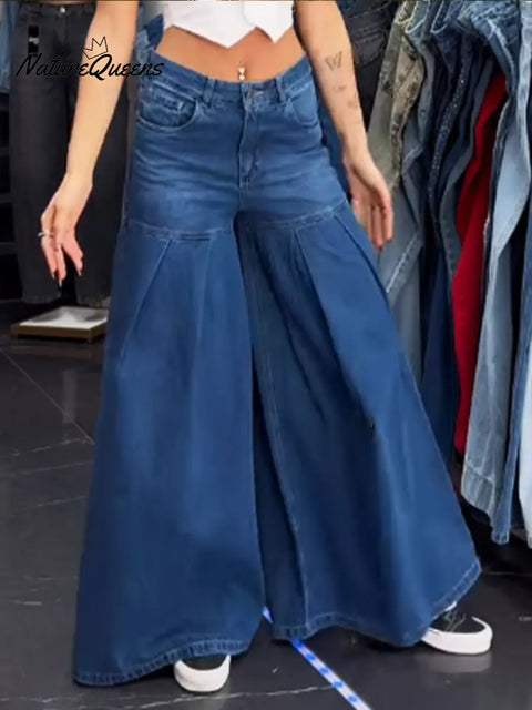 Women's Casual Cotton Wide-leg Jeans