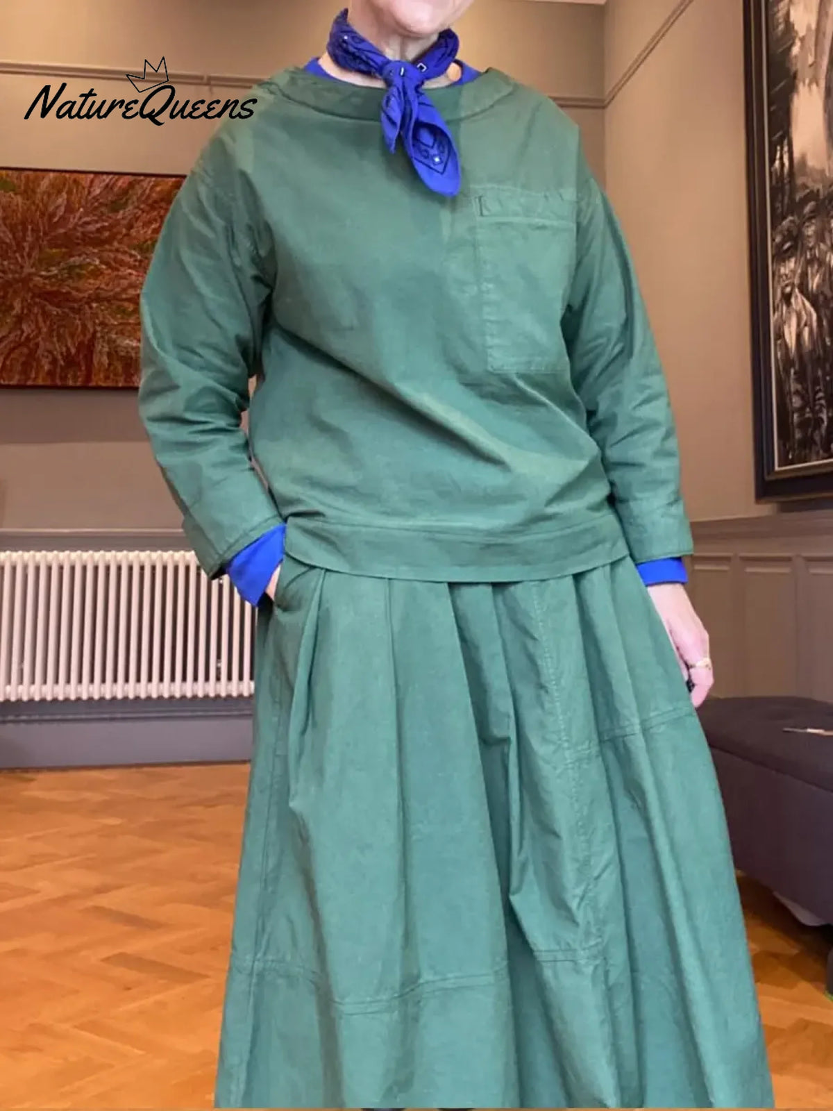 Women's Casual 100% Cotton Top And Skirt Two-piece Set