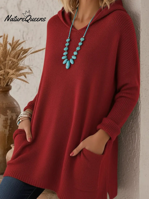 Cozy Loose Pocket Hooded Pullover Sweater