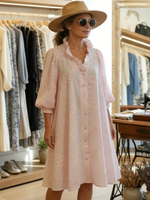 Casual Romantic Ruffled Collar Denim Shirt Dress