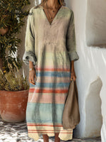 Women's Abstract Colors Pattern Art Print Casual Cotton Dress