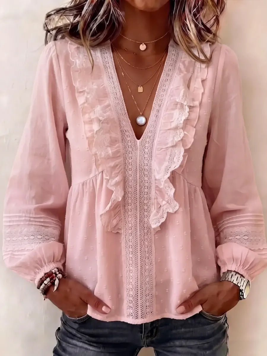 French-style Gentle V-neck Long-sleeve Top