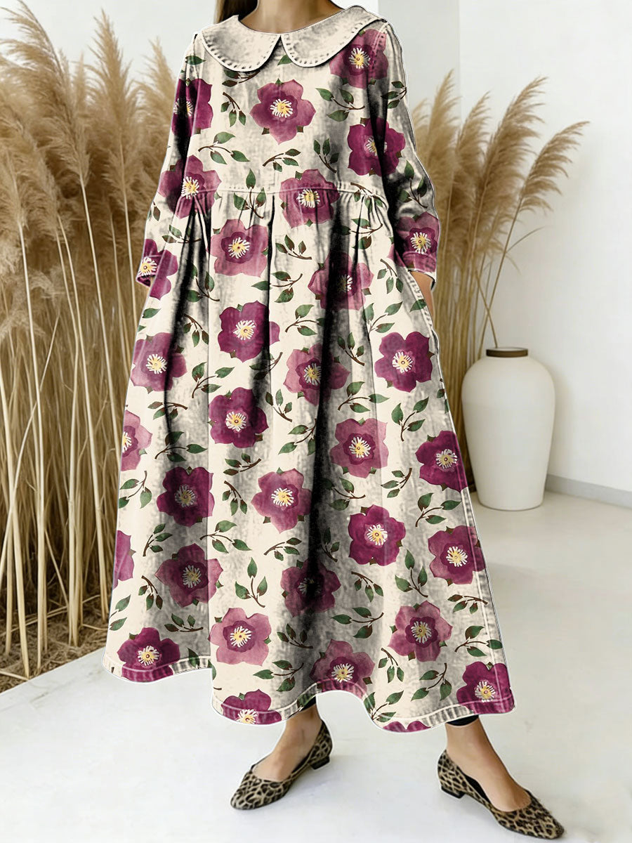 Women's Flowers Floral Pattern Art Print Casual Denim Dress