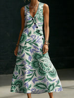 Women's Flowers Casual Print Button-up Maxi Dress