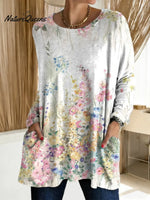 Women's Floral Pattern Art Print Casual Cotton T-shirt