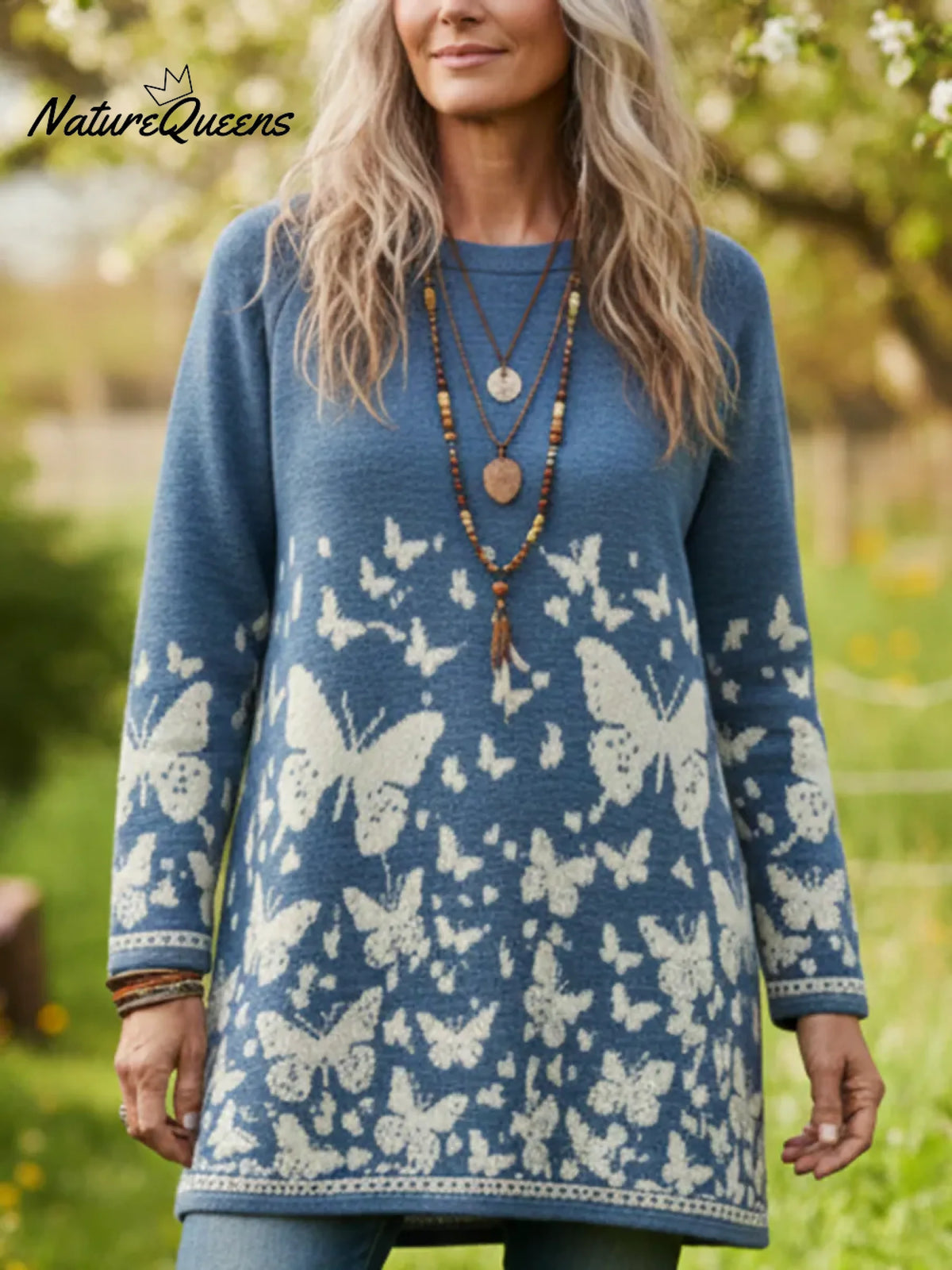 Butterfly Valley Crew Neck Loose-fitting Sweatshirt