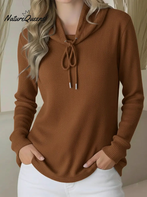 Women's Comfortable Cowl Neck Waffle Sweatshirt