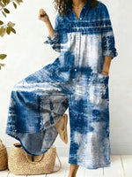 Women's Vintage Pattern Art Print Casual Cotton Denim Jumpsuit