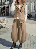 Women's Casual Asymmetrical Hem Vest And Pants Two-piece Set