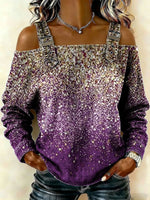 Women‘s Vintage Pattern Art Print Casual Cotton Denim Shirt