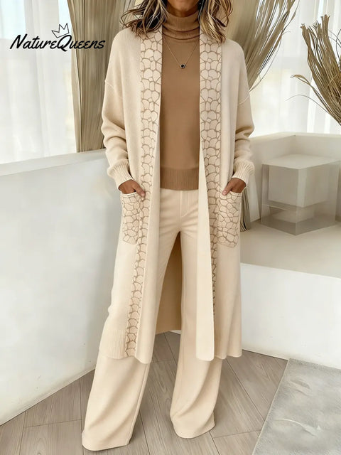 Women's Comfortable Loose Long Cardigan and Pants Two-Piece Set