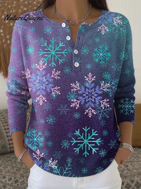 Women's Gradient Snowflakes Casual Printed Sweater