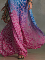 Women's Retro Leopard Pattern Art Casual Stylish Silk Long Dress