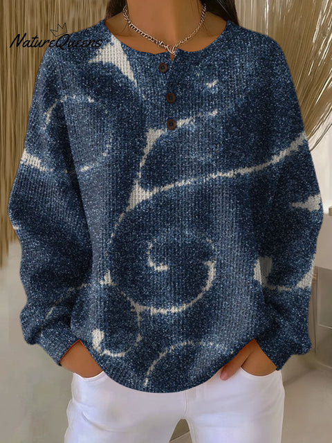 Women's Retro Pattern Art Print Casual Cotton Shirt