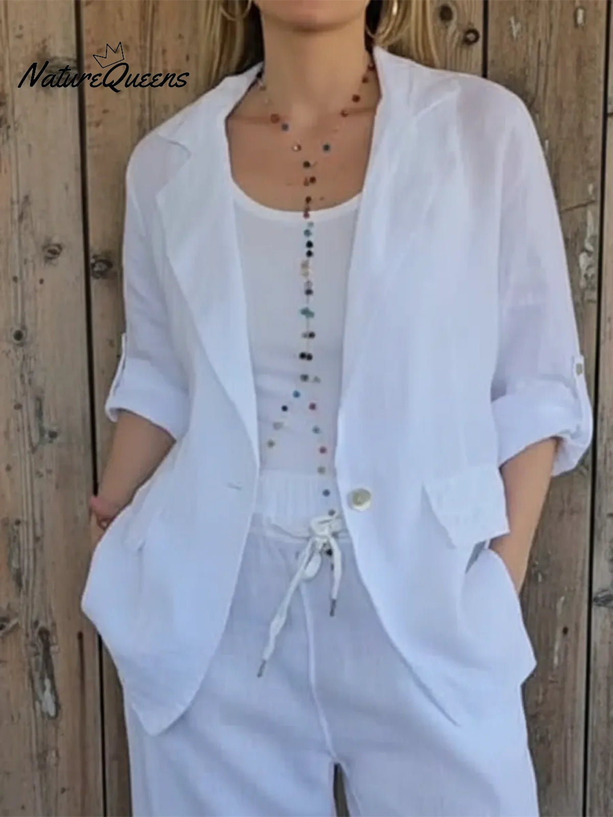 Casual Cozy Lace Patchwork Pocket Linen Jacket