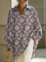 Women's Floral Art Print Casual Knit Sweater