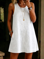 Women's Casual Loose-fitting Linen And Cotton Sleeveless Dress