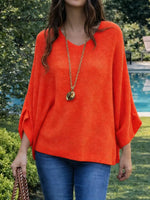 Women's V-neck Long-sleeved Casual Loose-fitting Knitted Pullover Sweater