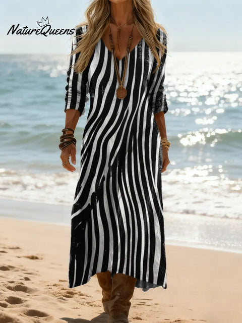 Women's Abstract Pattern Art Print Casual Cotton Dress