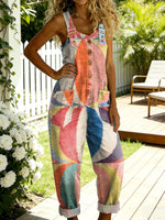 Women's Flowers Casual Denim Jumpsuit With Adjustable Buckle