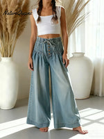 Women's Solid Color High-waisted Casual Loose Cotton Wide-leg Pants