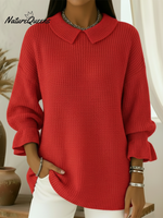 Retro Cozy Peter Pan Collar Lantern Sleeve Sweater