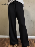 Casual Soft Solid Color Knit Straight-leg Pants