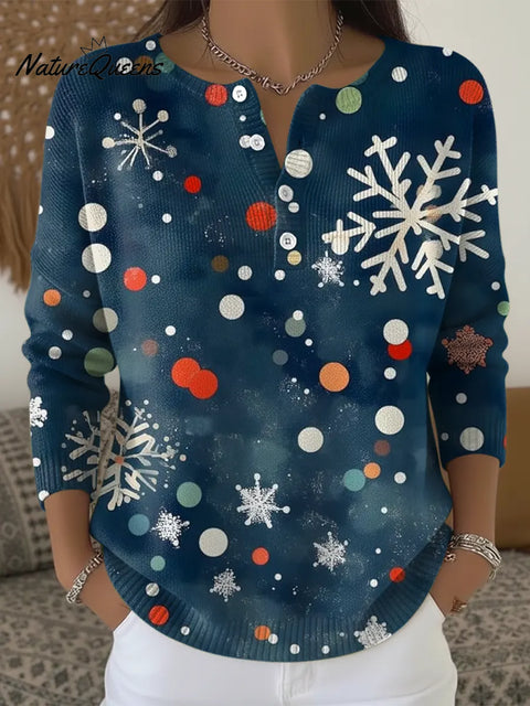 Women's Christmas Snowflake Casual Printed Sweater