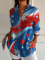 Women's 250th Independence Day Patterns Printed Casual Cotton Shirt