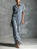 Women's Minimalist Vertical Stripe Shirt Dress