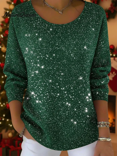 Christmas Round Neck Sparkling Knit Top