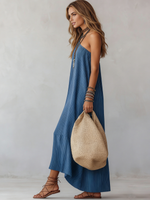 Casual Off-shoulder Striped Loose Maxi Dress