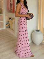Women's Stylish Polka Dot Print V-neck Casual Sleeveless Elegant Dress