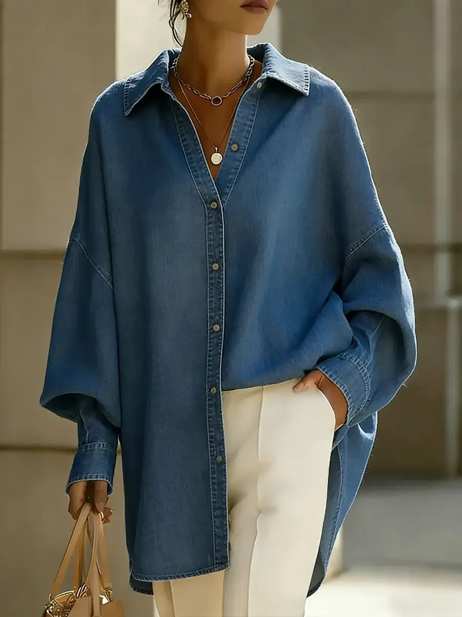 Women's Fashionable Casual Denim Cotton Shirt