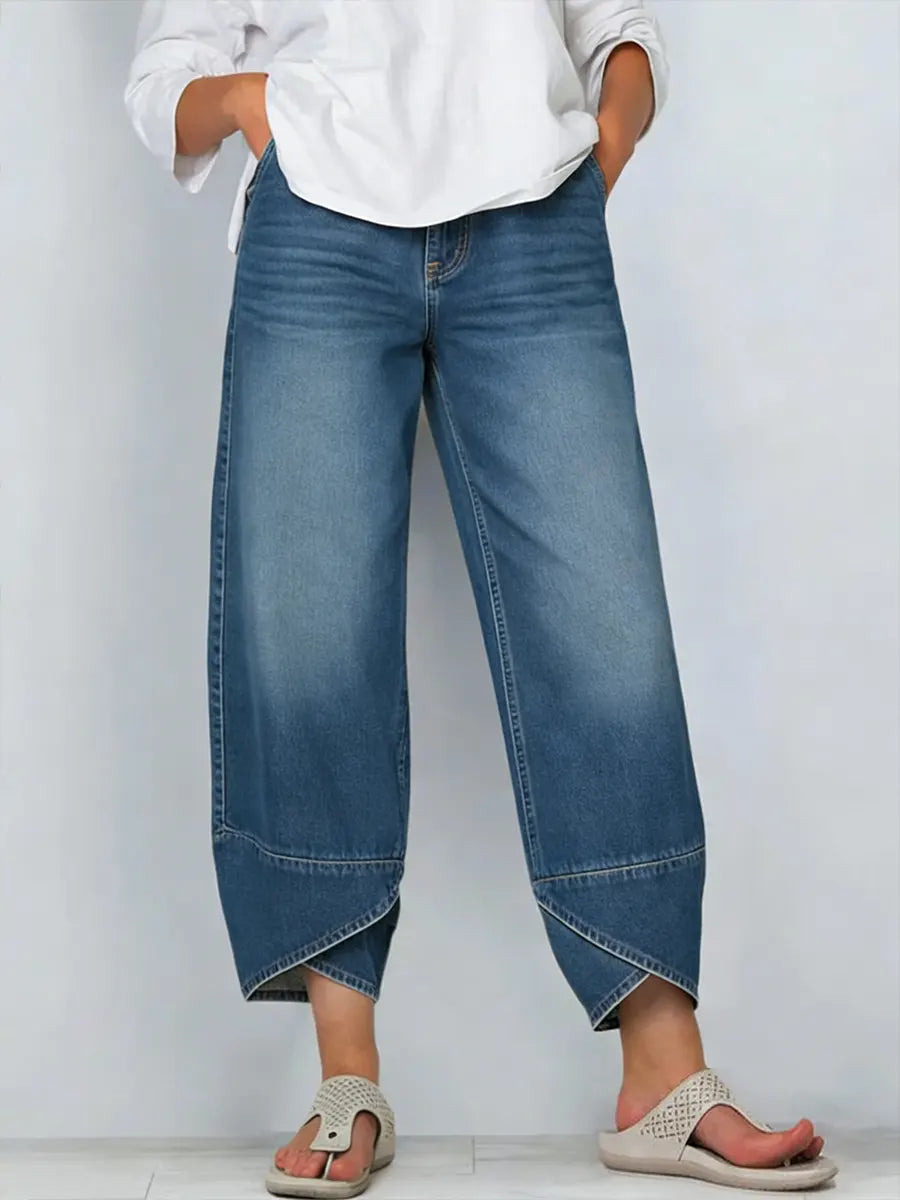 Women's Casual Cross-design Cotton Denim Jeans